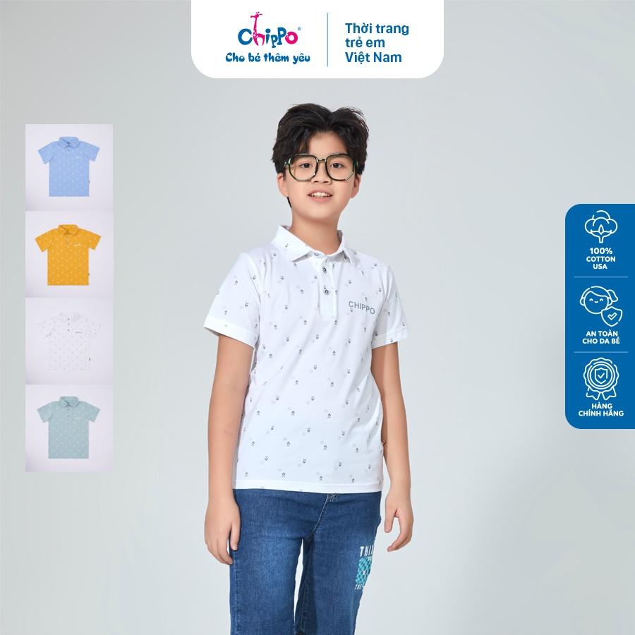 Áo Polo Chippo cho bé trai chất liệu 100% Cotton áo thun sơ mi đi học cho bé từ 11 đến 14 tuổi (34-50Kg)