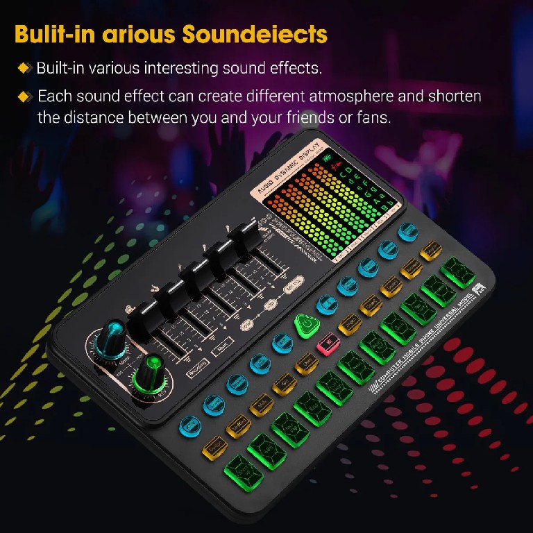 Soundcard K500 - Soundcard chuyên thu âm, livestream, karaoke online - 2 cổng micro, song ca dễ dàng - Đầy đủ chức năng auto tune, đổi giọng, hiệu ứng khán giả - Điều chỉnh bass treble echo, giảm tiếng ổn - Kết nối bluetooth dễ dàng