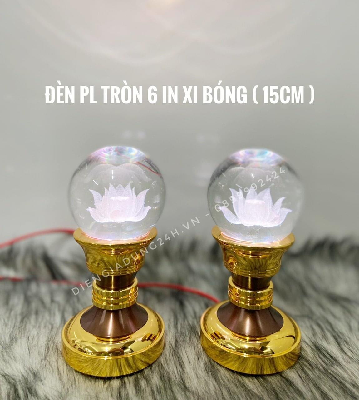 ĐÈN THỜ PHA LÊ CAO CẤP TRÒN 6 IN XI BÓNG (15cm) 1 CẶP