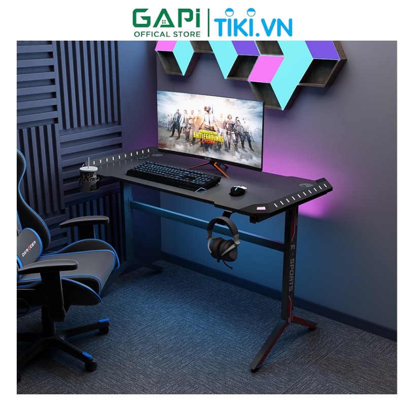 Bàn gaming GAPI chân chữ Y , bàn vi tính có đèn led tự động hiện đại, phong cách Maverick GM72