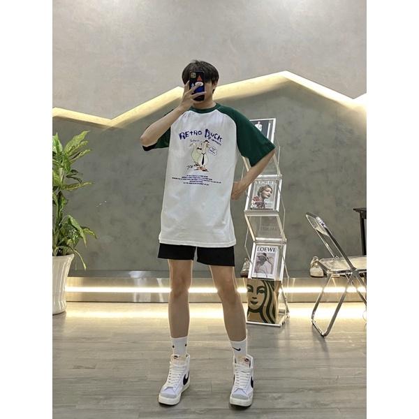 Áo thun tay lỡ gaplan áo thun phối tay unisex