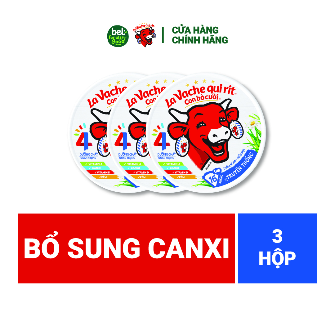 Phô mai Con Bò Cười Vị Truyền Thống 16 miếng La Vache qui rit - COMBO 3 hộp bổ sung Canxi