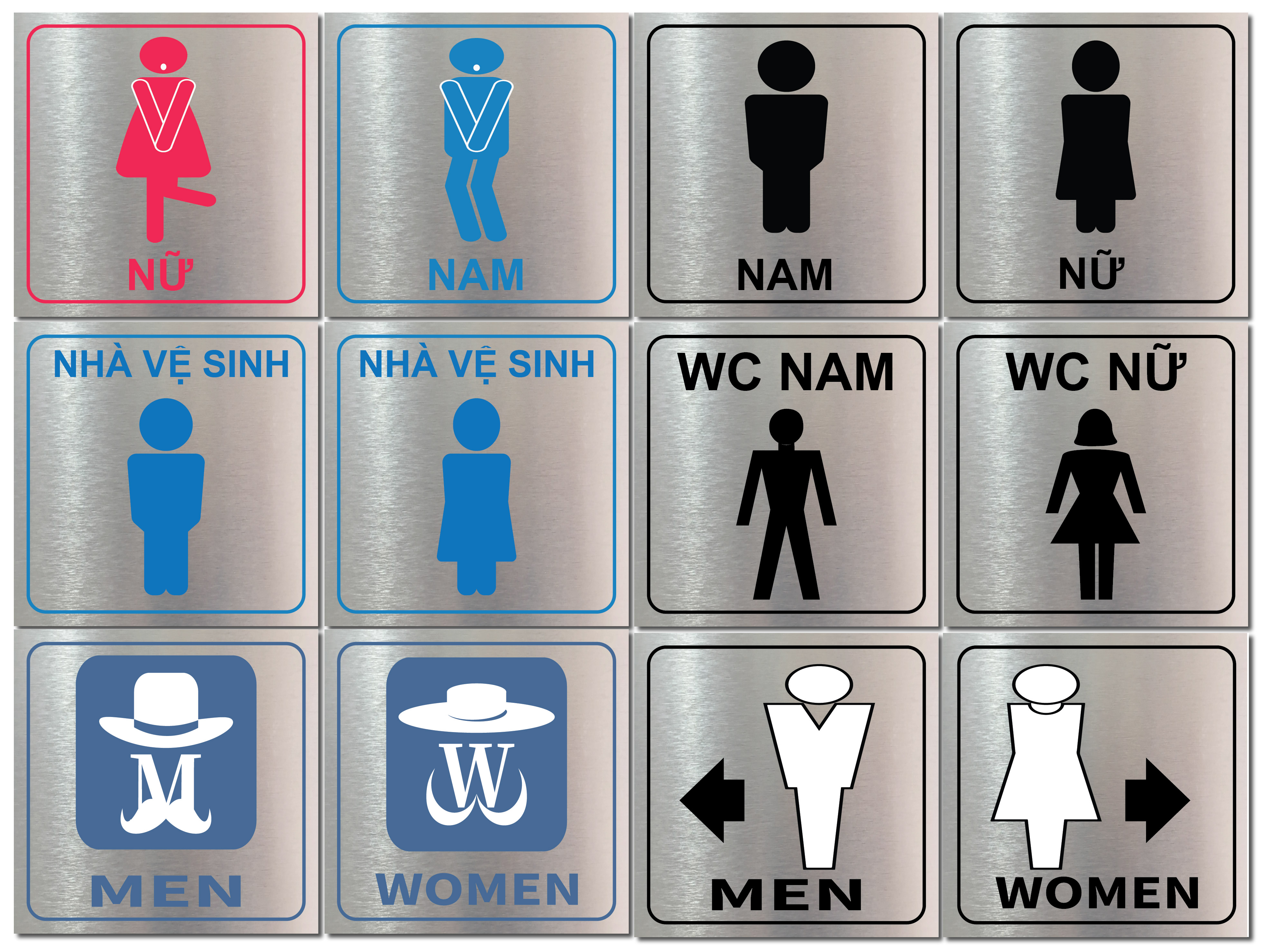 Bảng chỉ dẫn WC cao cấp, toilet nam nữ