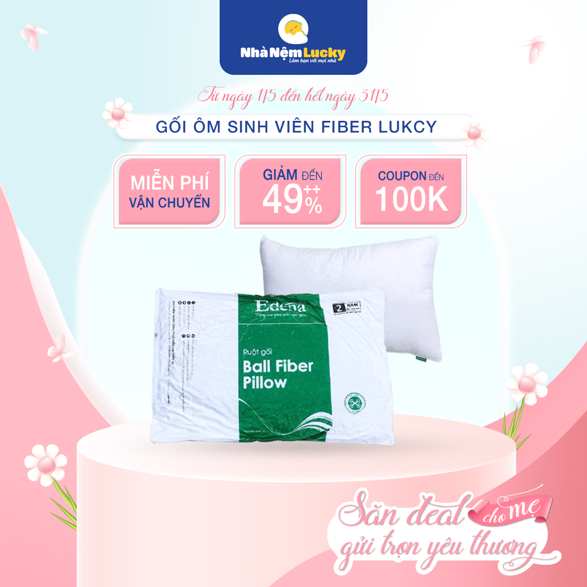 Ruột Gối Nằm Edena Ball Fiber - Chính Hãng 100%
