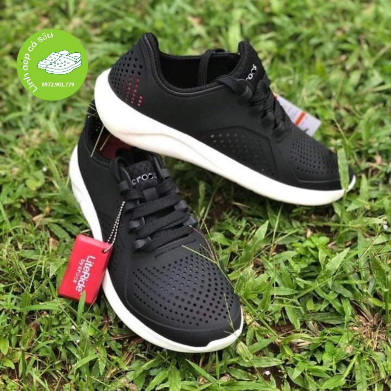 Giày nhựa buộc dây cross liter pacer nam nữ màu đen êm, mềm, hàng xịn, full box