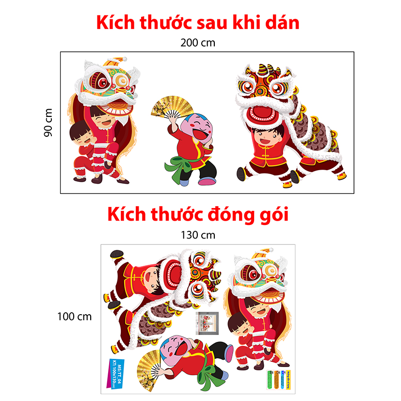 Decal trang trí trung thu 2021 vui cùng lân sư số 2
