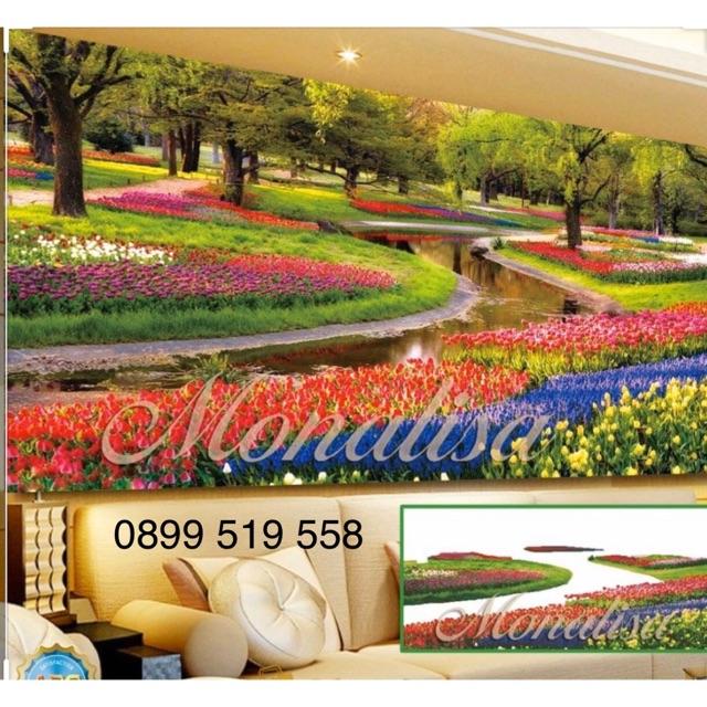 Tranh đính đá vườn hoa kt 120x65 cm
