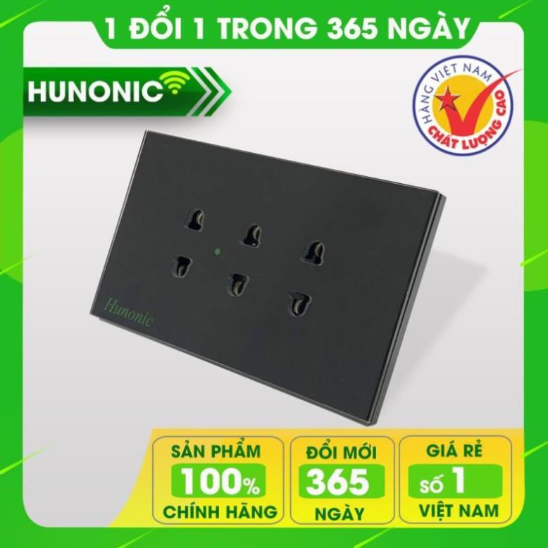 Ổ Cắm Âm Tường 3 Chấu Full Kính Cường Lực Cao Cấp Hunonic Màu Trắng│Ổ cắm âm tường hình chữ nhật đồng bộ