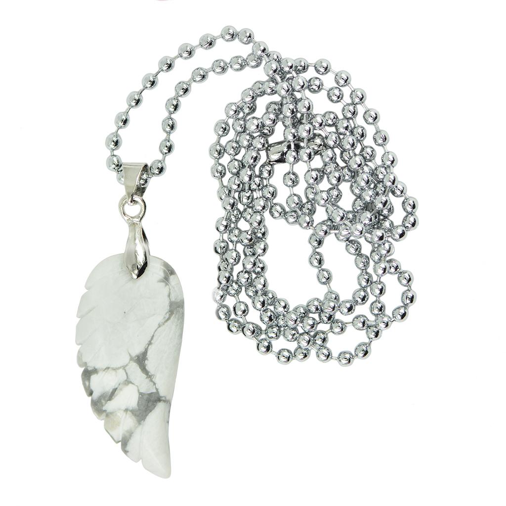 Natural Gemstones Stone He ng Chakra Reiki Angle Wings Pendant Chain Necklace