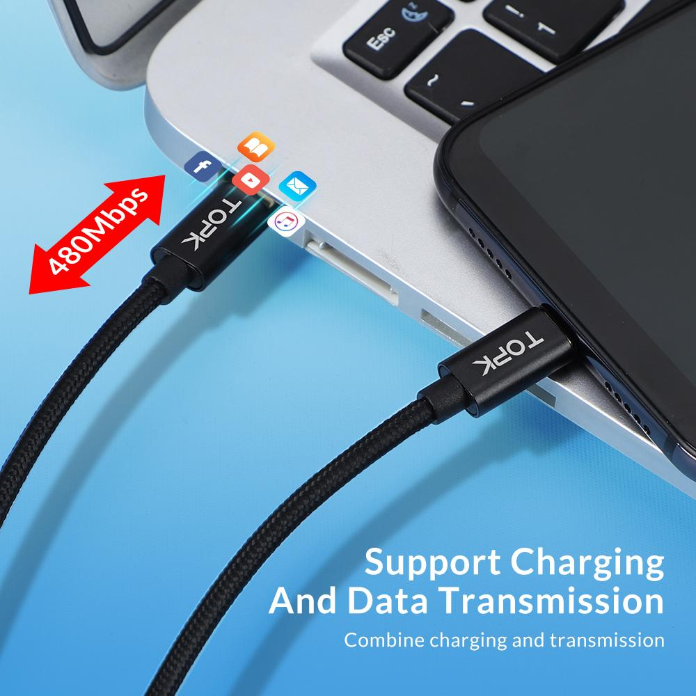 [HÀNG CHÍNH HÃNG] Cáp Sạc Nhanh TOPK AN80 3A PD QC3.0 USB C -Type C Cho Samsung Galaxy S10 S9 Plus Note 9 Oneplus - Phân phối bởi TOPK VIỆT NAM