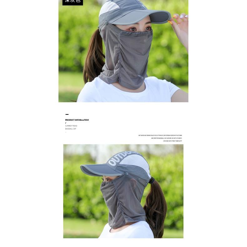 Mũ nón chống nắng kèm khẩu trang lưới che mặt_ mũ lưỡi trai