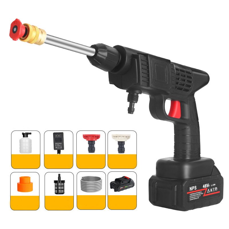 Máy rửa xe Mini áp lực cao dùng pin cầm tay rửa xe gia đình 48V