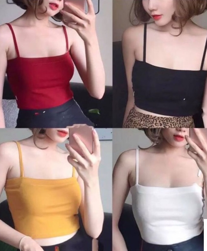 Áo 2 dây chất vải thun cotton croptop from vuông FreeSize dưới 53kg dành cho nữ