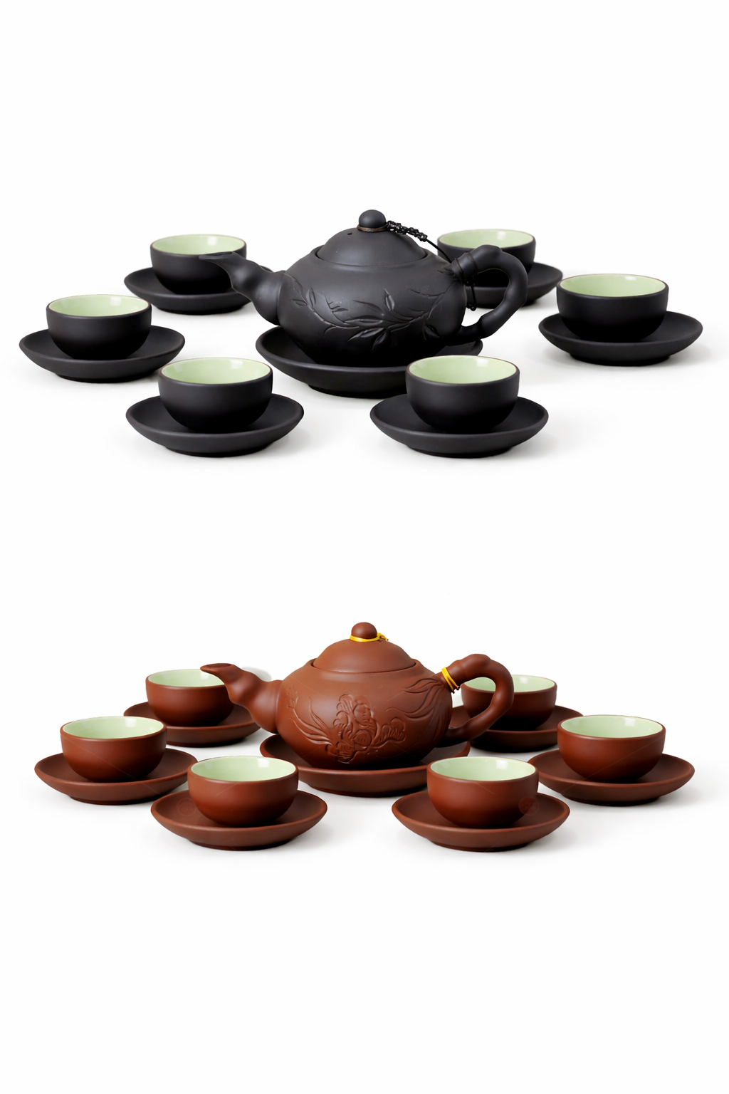 Bộ Ấm Trà Tử Sa Khắc Lá Trúc Cao Cấp – 1 Ấm 6 Chén 6 Đĩa, Phong Cách Trà Đạo, Quà Tặng Sang Trọng - HÀNG CHÍNH HÃNG MINIIN