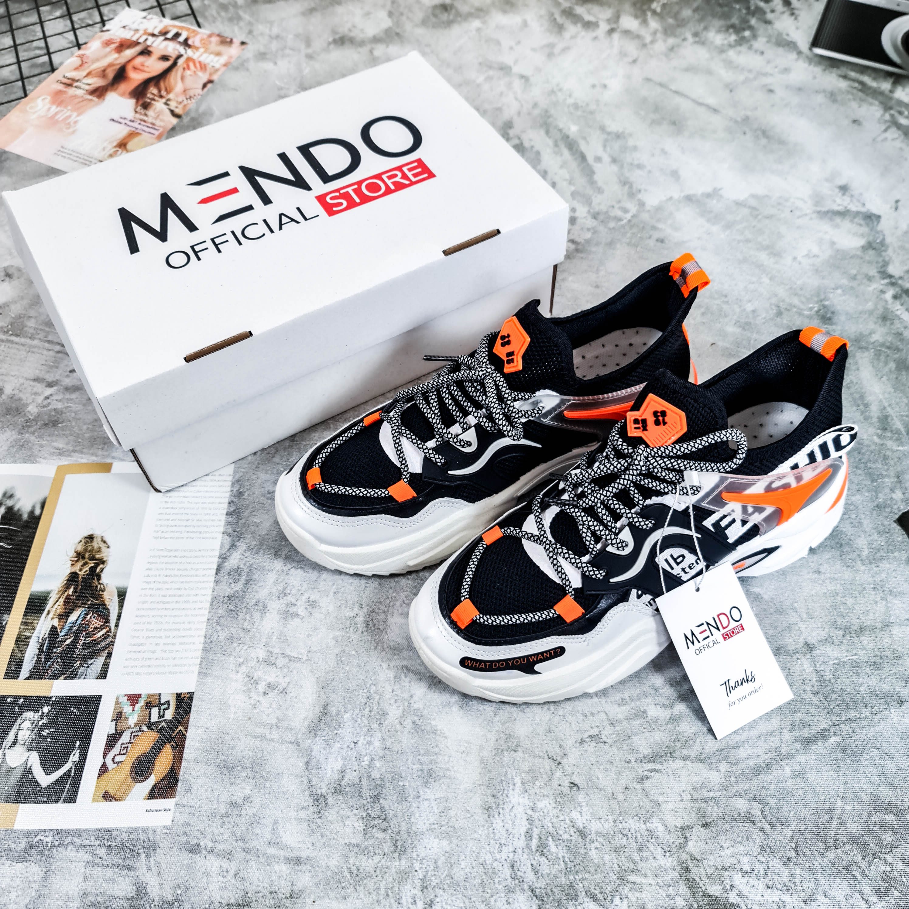 Giày Thể Thao Nam MENDO - Giày Sneaker Màu Đen - Xám, Giúp Tăng Chiều Cao Tự Tin Ra Ngoài- G5261