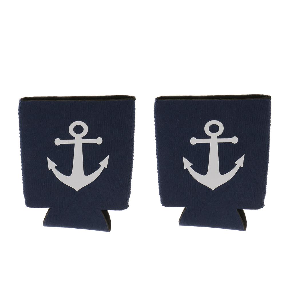 1 Pair Nautical Anchor Soda Beer Bottle Tin Can Cooler Chilling Sleeve Holder