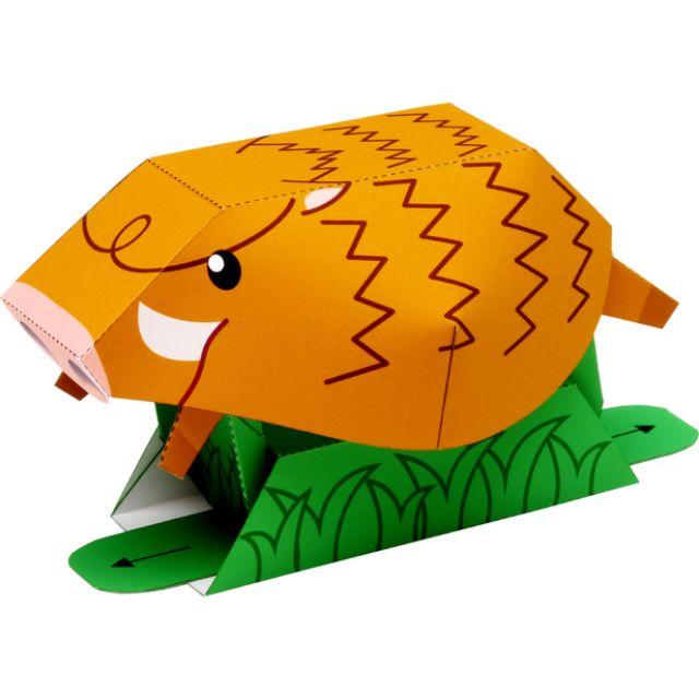 Mô hình giấy Động Vật lợn rừng đang chạy có thể tương tác