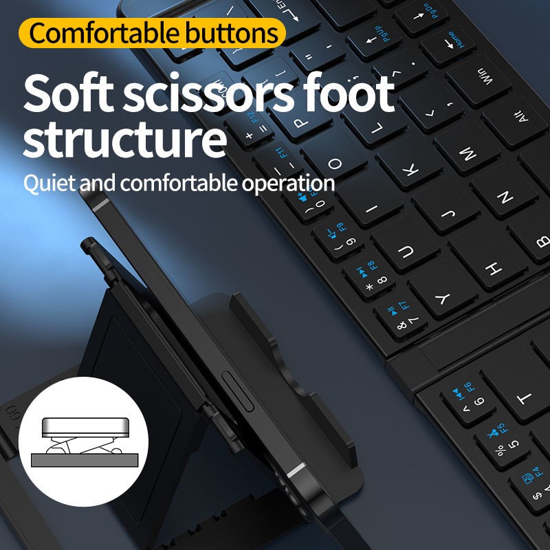 Bàn phím mini Gấp gọn không dây Z200 kết nối bluetooth 5.2 + 3.0 + Usb wireless 2.4g hàng nhập khẩu