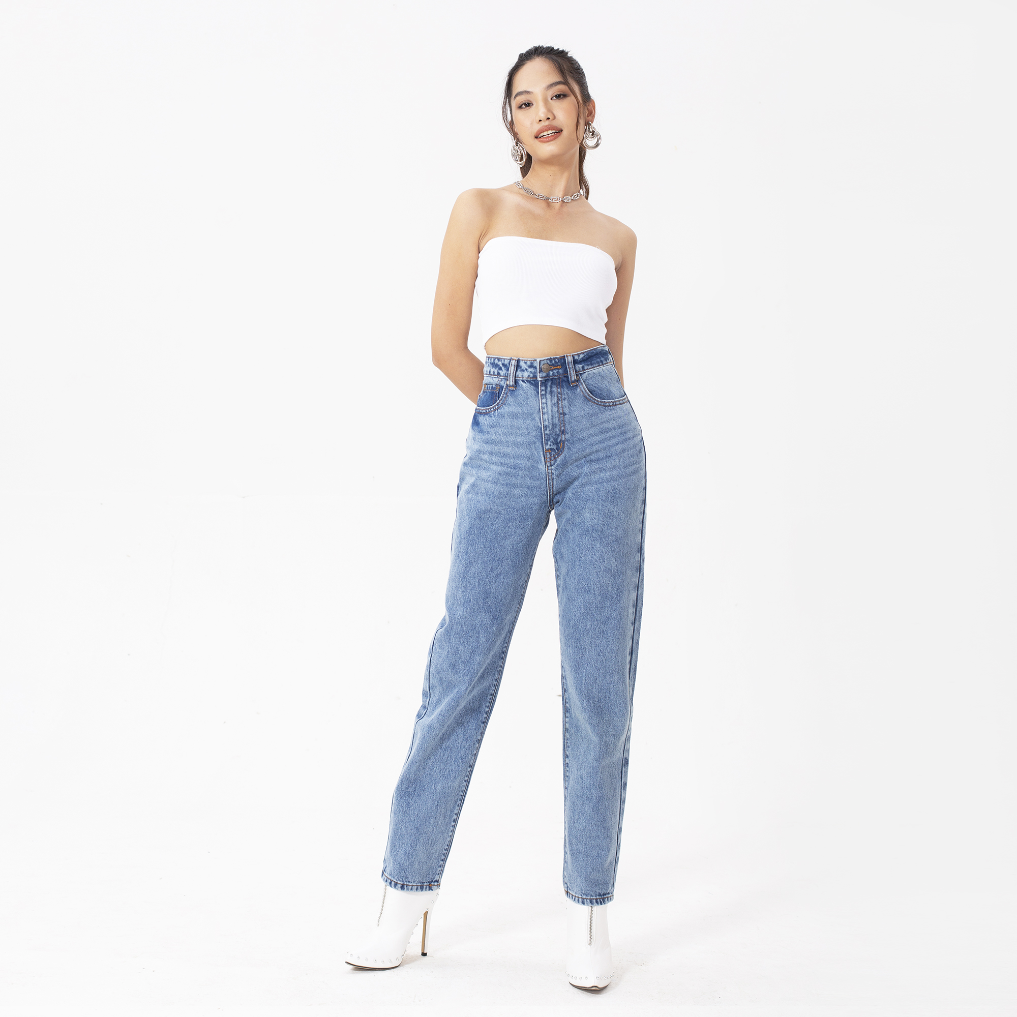 Quần Mom Jeans Classic Blue Aaa Jeans