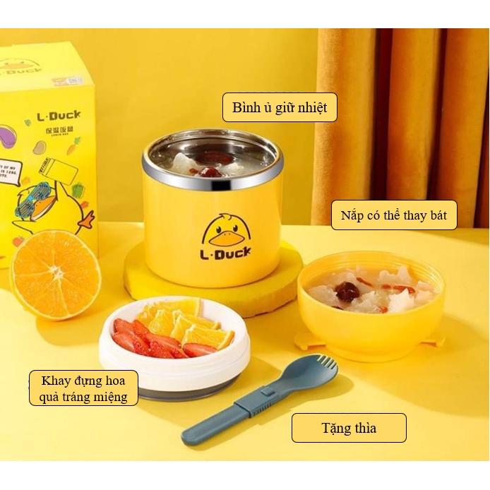PVN42841 Bình Ủ Giữ Nhiệt Cao Cấp LDuck Vịt Vàng 550ml, Đựng Cơm, Cháo, Giữ Nhiệt 6 - 8 tiếng