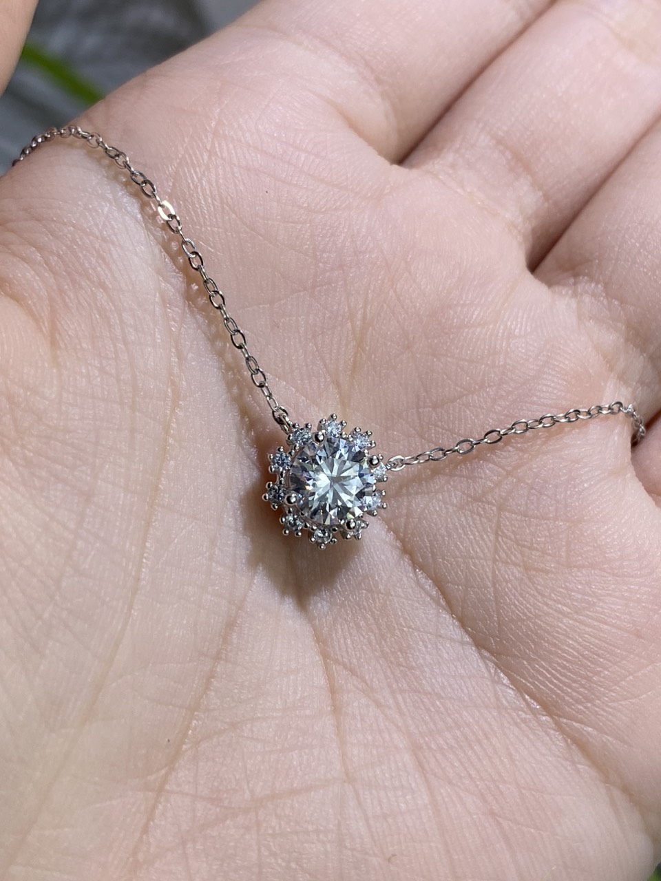 Dây cổ Bạc 925 xi Kim viên chủ Kim Cương nhân tạo Moissanite hạt 1.0 carat - N10.9.7.6