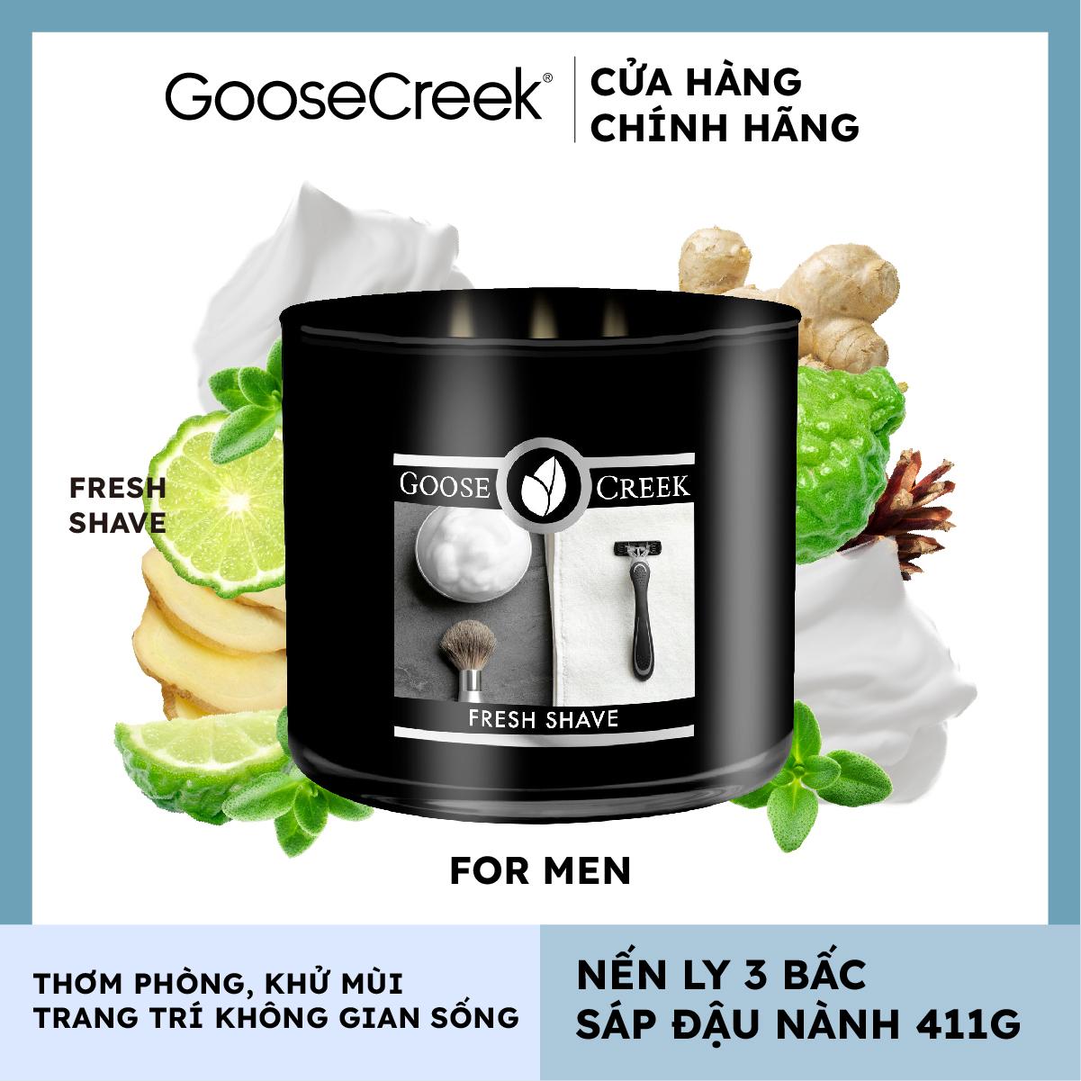 Nến ly 3 bấc sáp đậu nành For Men Goose Creek (411g) - Fresh Shave