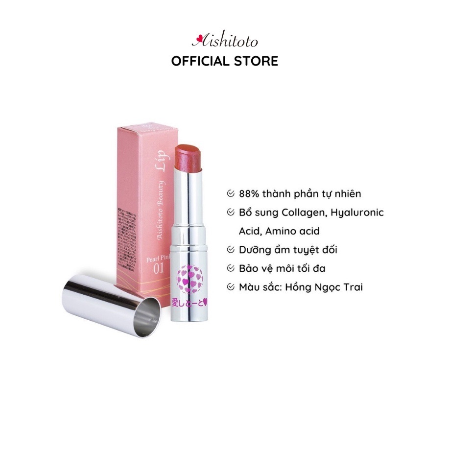 Son Dưỡng Có Màu AISHITOTO Beauty Lip Pearl Pink - Màu Hồng Ngọc Trai 4.8g