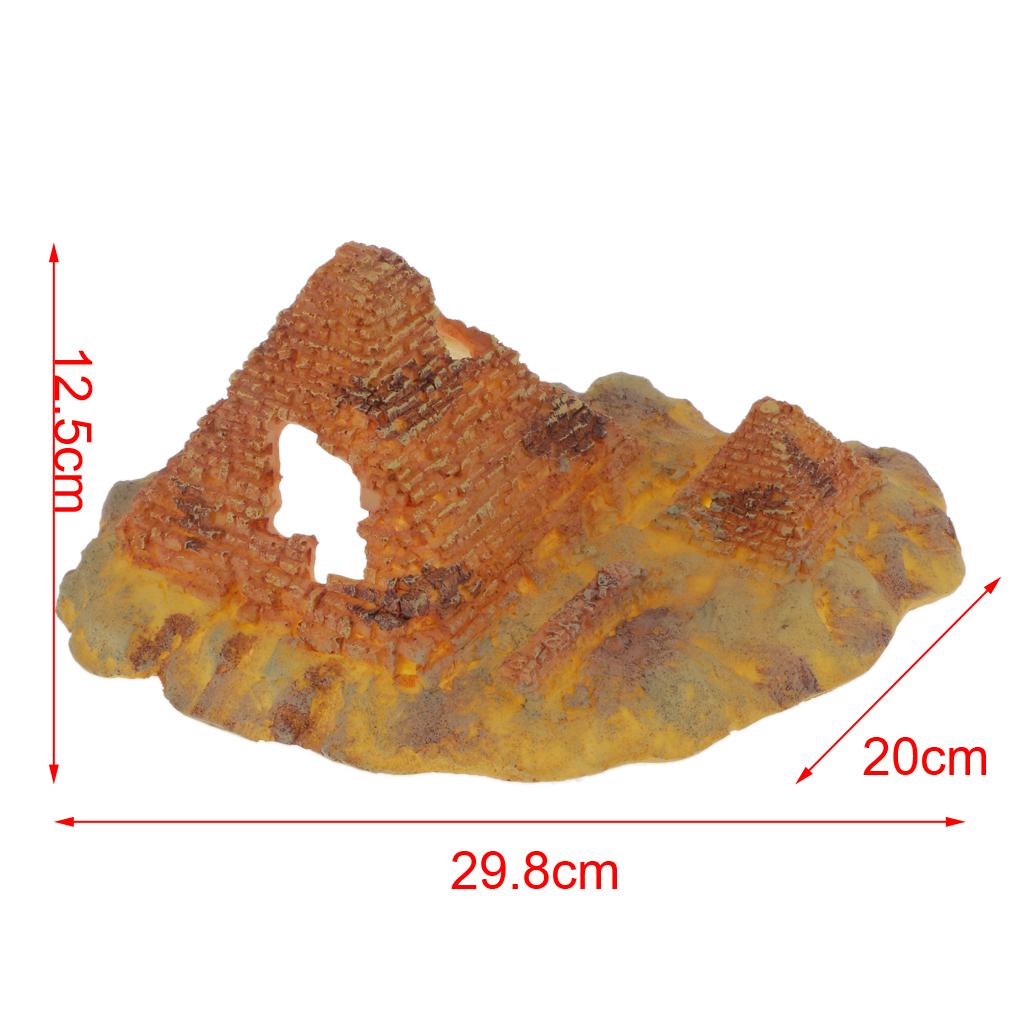 Resin Ornament for Reptile Box Terrarium Vivarium DIY Decoration #2 Pyramid