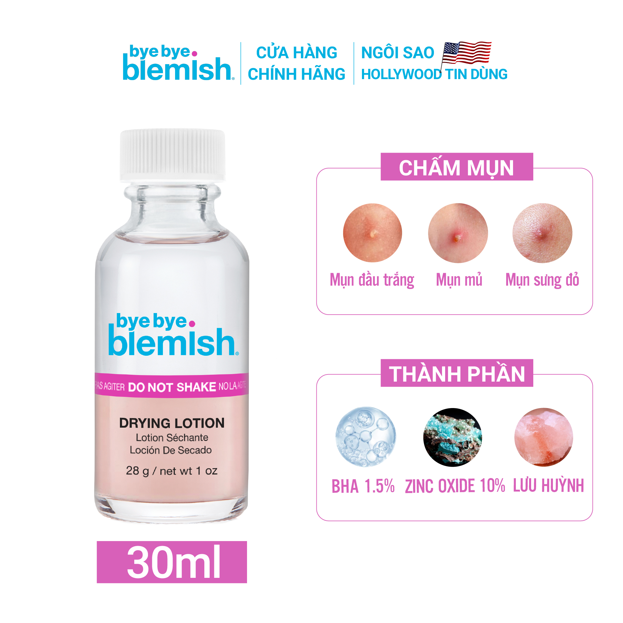 Bộ sản phẩm Chấm mụn và Tinh chất Peel da AHA + BHA Bye Bye Blemish giúp giảm mụn sưng đỏ, mờ vết thâm và tái tạo làn da