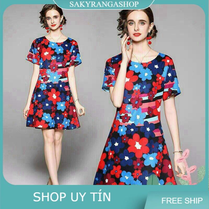HÀNG NHẬP - ĐẦM SUÔNG LỤA HOA SẮC MÀU