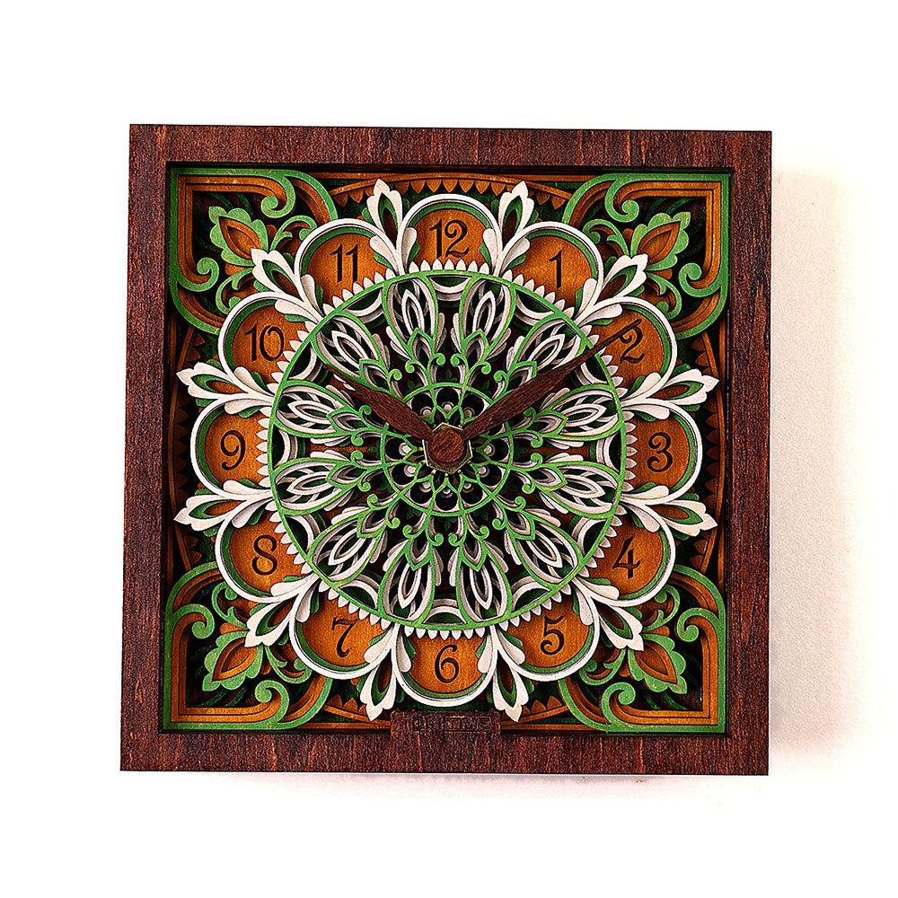 Đồng Hồ Để Bàn Gỗ Nghệ Thuật 3D - Khắc Laser - Kim Trôi Không Ồn