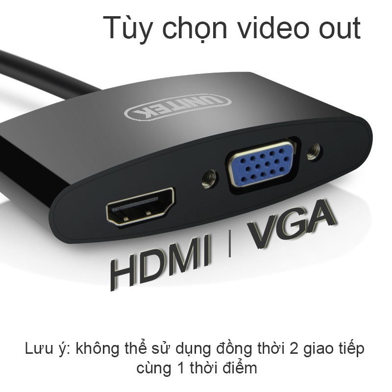 Cáp Mini Displayport -&gt; Vga + HDMI Unitek Y6328 -HÀNG CHÍNH HÃNG