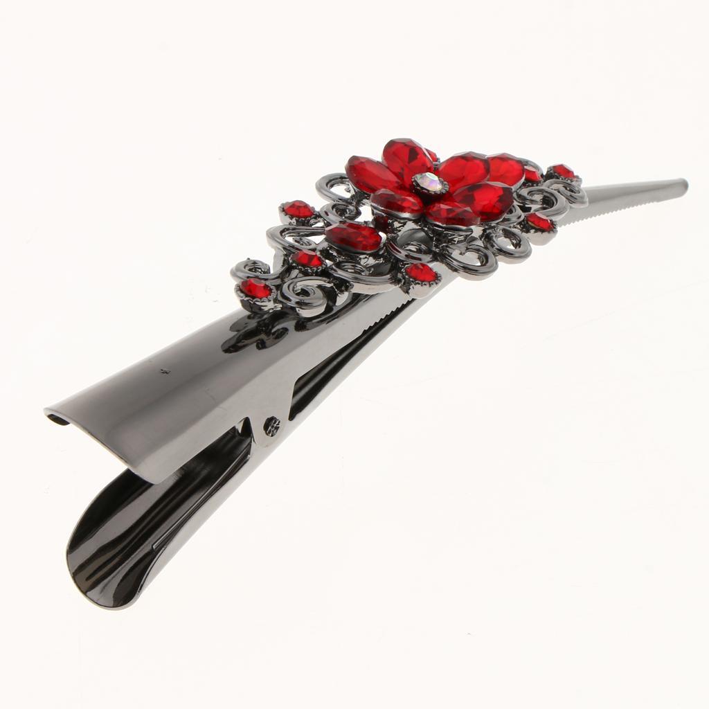 5Pack Fashion Hair Styling Tools Plated Rhinestone Hair Clip Duckbill Clips