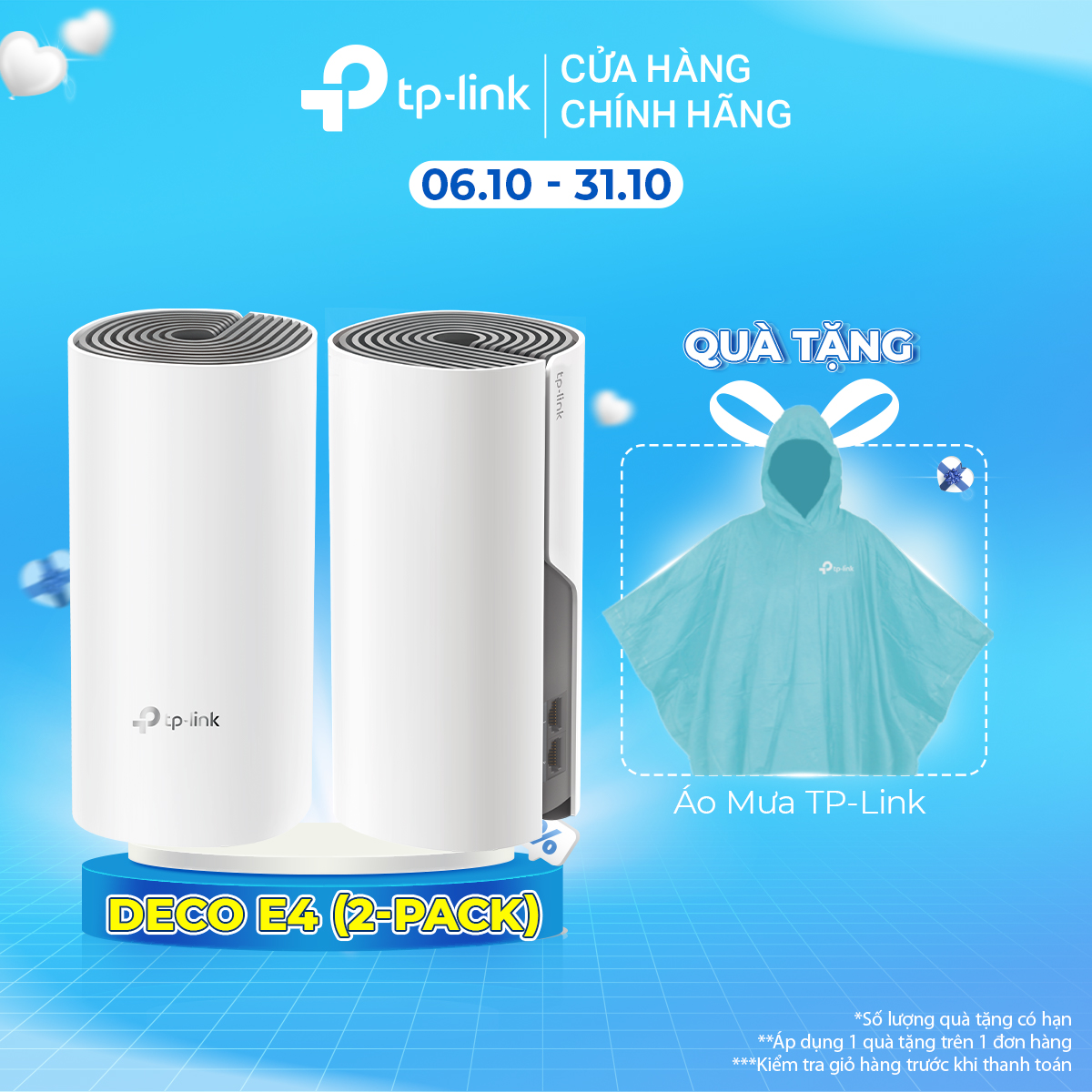 Bộ Phát Wifi Mesh TP-Link Deco E4 (2-pack) Băng Tần Kép MU-MIMO AC1200 - Hàng Chính Hãng