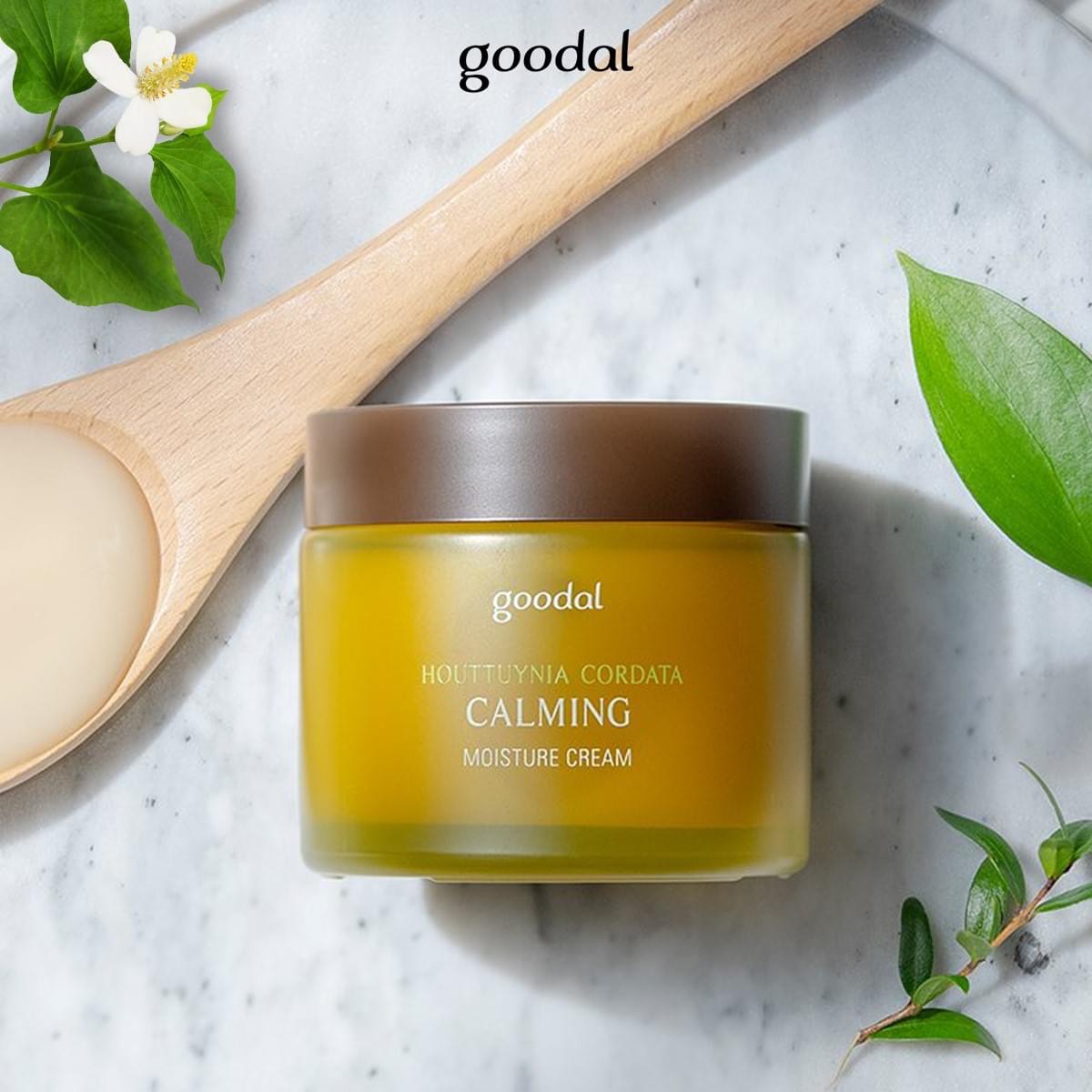 Kem dưỡng ẩm phục hồi làm dịu da GOODAL HOUTTUYNIA CORDATA CALMING  MOISTURE CREAM 75 ml