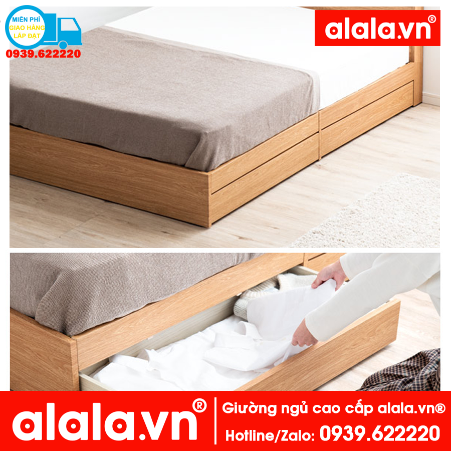 Giường ngủ ALALA (1mx2m) gỗ HMR chống nước - www.ALALA.vn® - Za.lo: 0939.622220