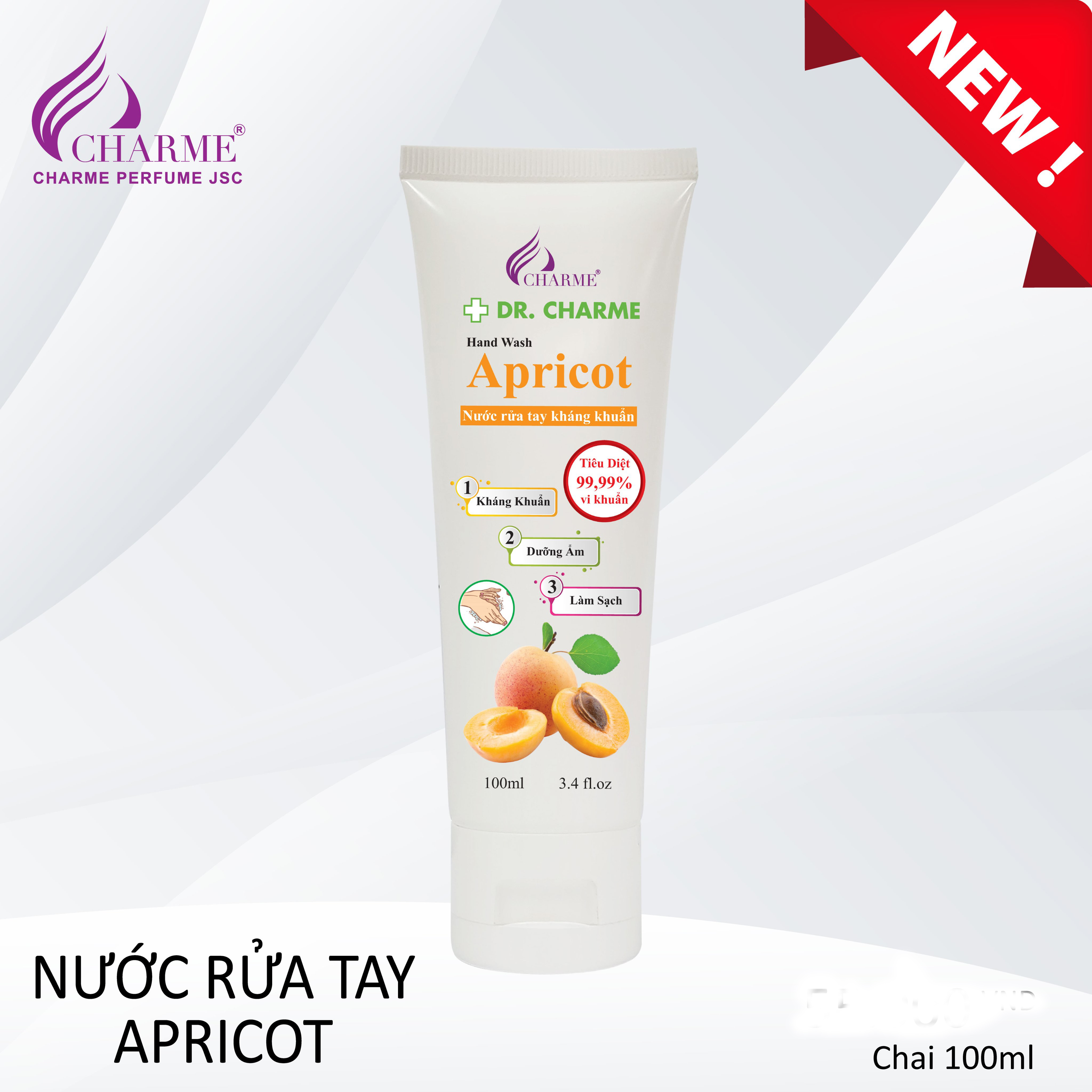 Nước Rửa Tay Kháng Khuẩn Dr. Charme Apricot 100ml