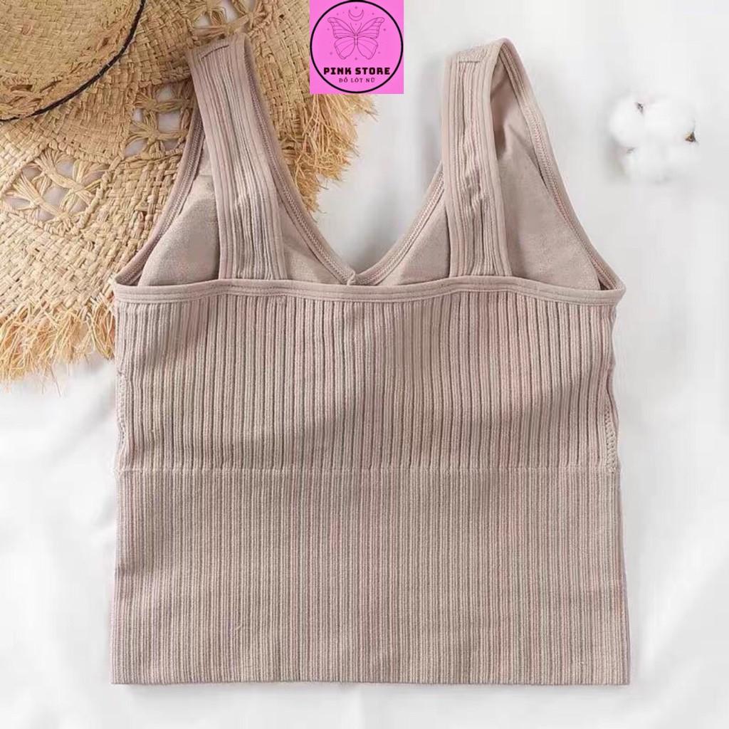 Áo Bra Len Tăm Cotton Cổ Tim Có Đệm Ngực Xuất Nhật PINK STORE
