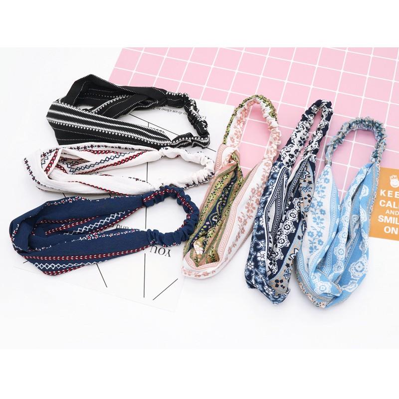Băng Đô Nữ Turban Thổ Cẩm Hoa Nhí Basic Chất Voan Mát Lịm Sờ Cực Thích
