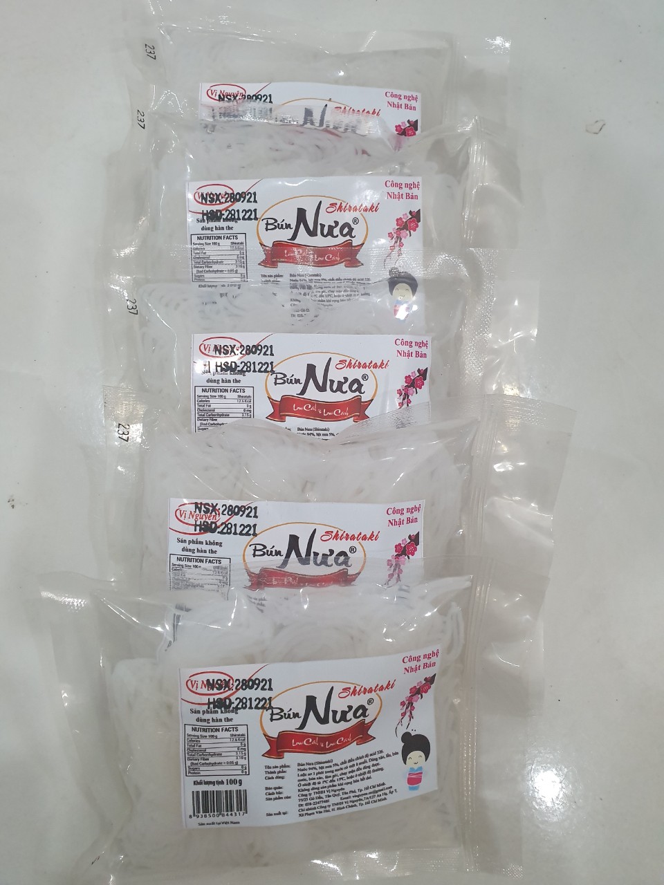 Combo 5 Gói Bún Nưa Cuộn Shirataki Vị Nguyên 100Gram