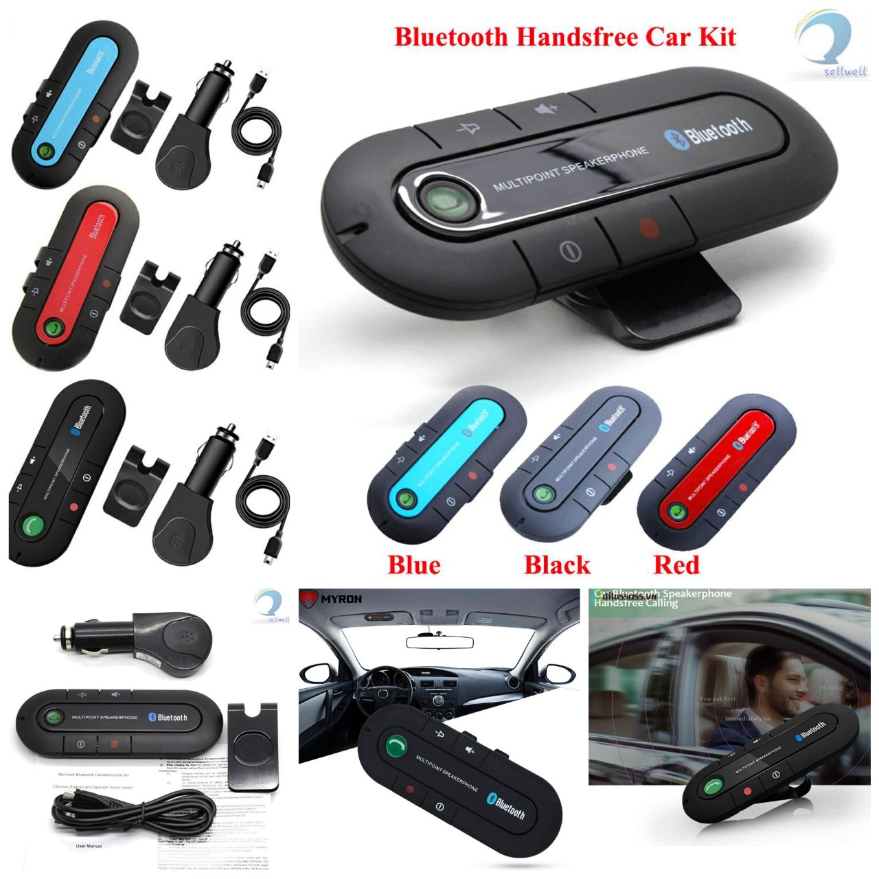 Thiết bị Bluethooth đàm thoại rảnh tay kiêm nghe nhạc gắn tấm che năng ô tô giúp bạn lái xe an toàn, Đồ chơi trang trí ô tô