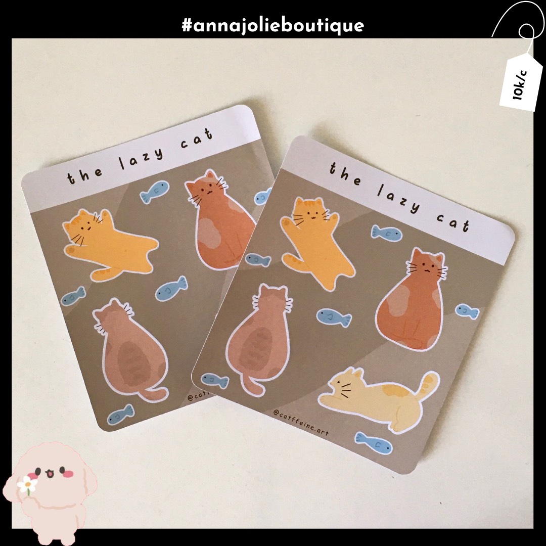 Sticker hình dán cá và mèo