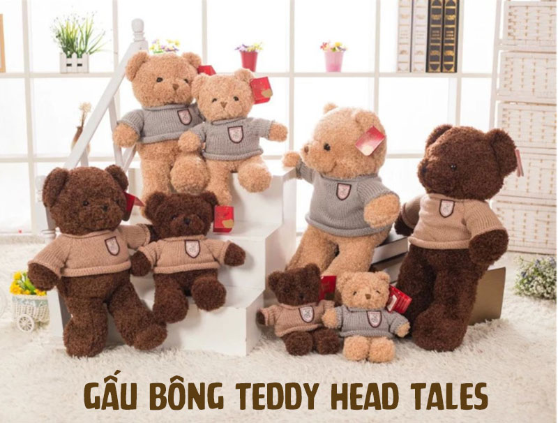 Gấu bông Teddy Head Tales cao cấp - Đồ chơi thú nhồi bông Teddy Head Tales, Chất liệu Bông gòn PP 3D tinh khiết mềm mịn, đàn hồi đa chiều, bền đẹp, an toàn cho người sử dụng