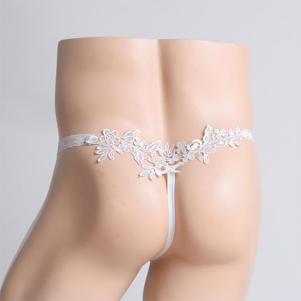 2pcs Men Underwear Thong Lace Underpants G-String Thong Briefs Bikini T-Back Mesh Triangle Low Waist Thong