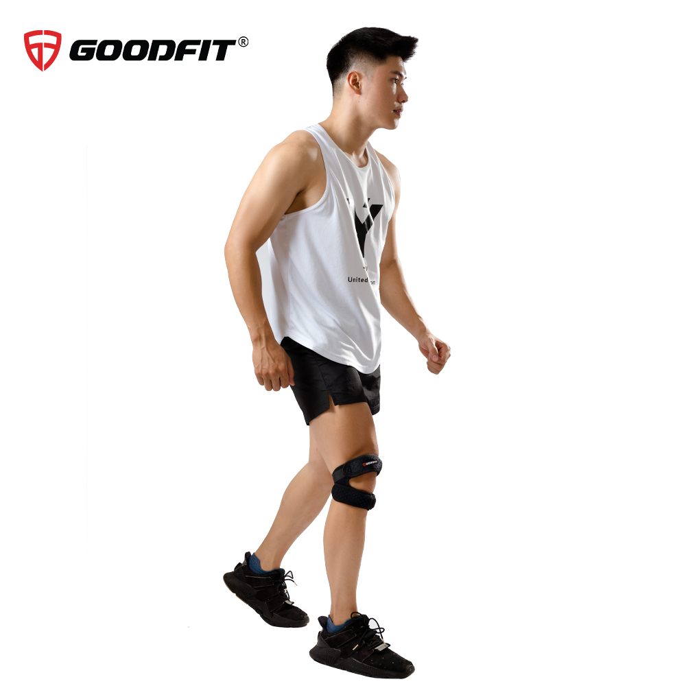 Bó gối thể thao, băng đầu gối, băng gối chạy bộ GoodFit dây đai đôi, đệm bảo vệ dày dặn GF521K