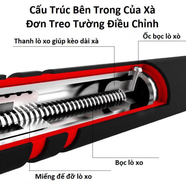 Xà Đơn Tăng Chiều Cao Đa Năng - Loại Inox Dày Xịn Chỉnh Nhiều Kích Thước - Có Hướng Dẫn Chi Tiết - 80-130cm - Hàng Chất Lượng