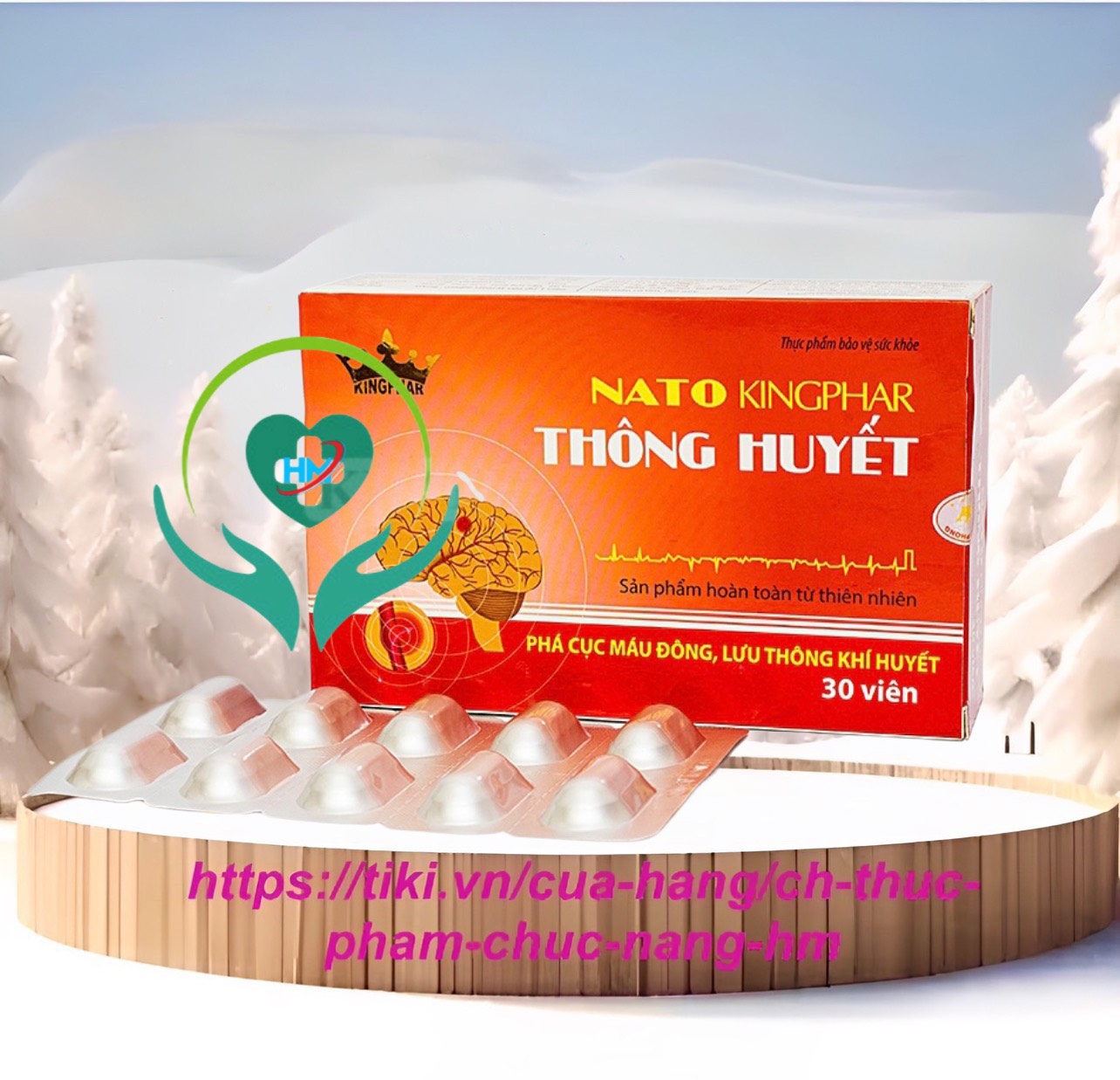 Viên uống Nato thông huyết Kingphar, hộp 30v, tăng cường tuần hoàn, phá cục máu đông