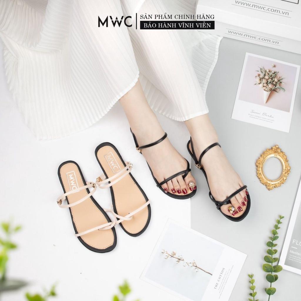 Giày sandal nữ MWC sandal xỏ ngón đế bệt dây mảnh thời trang cá tính NUSD- 2728