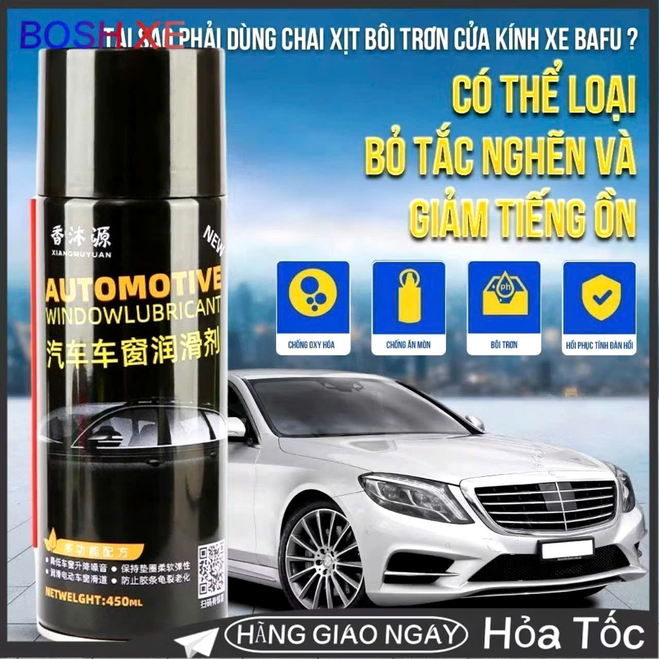 Xịt Dưỡng Gioăng Cao Su Ô Tô [AUTOMOTM] 450ml – Bôi Trơn, Chống Kẹt Cửa Kính Hiệu Quả