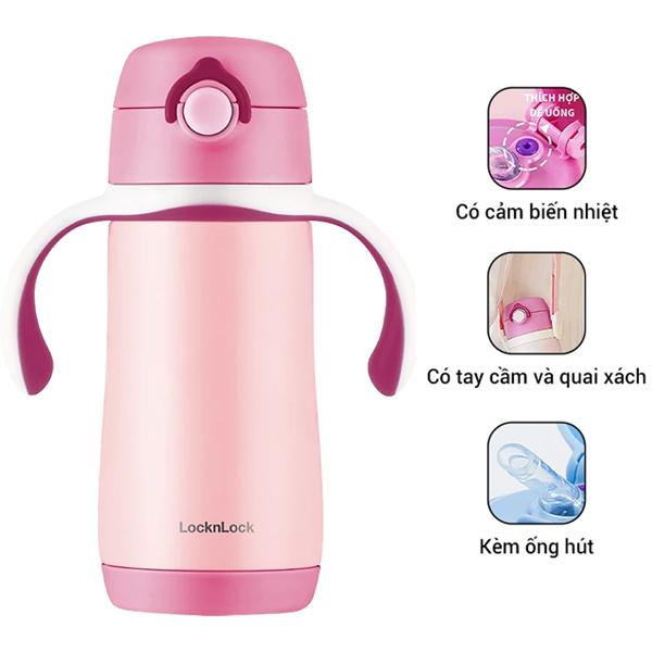 Bình Giữ Nhiệt Cho Trẻ Em Cozy Kids Straw Tumbler 330 ml - LocknLock LHC4236PIK - Màu Hồng